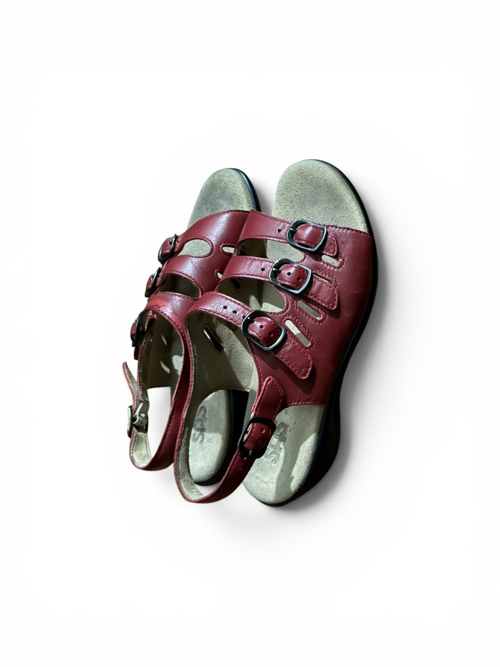 SAS Women's Burgundy Triple-Strap Sandals - Picture 3 of 5